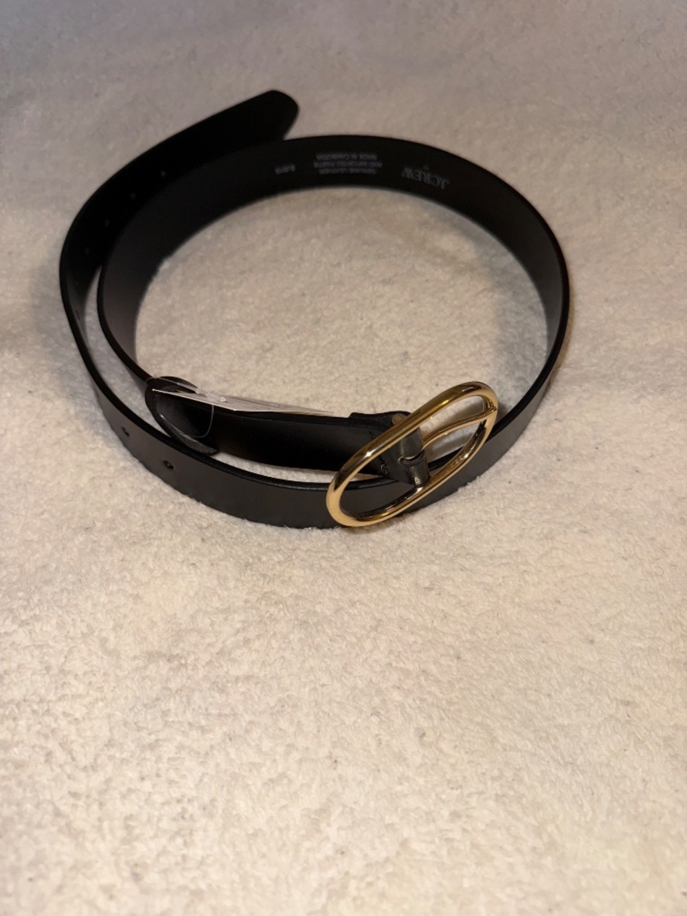 Crew Women’s Genuine Leather Belt in Black, M/L, Oval Bucket Leather Belt, NWT - Picture 5 of 6